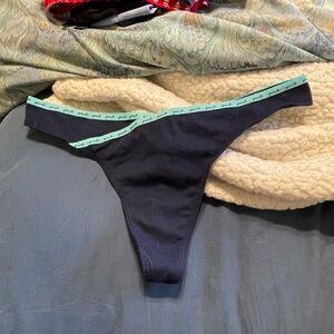 Black Thong with Green Trim